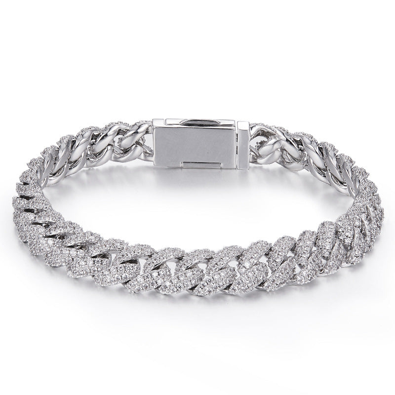 Silver Cuban Bracelet With Moissanite Diamonds - My Store