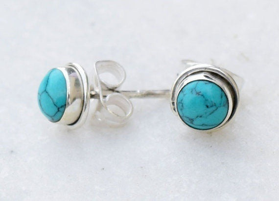 Turquoise Small Stud For Women S925 Sterling Silver Earrings - My Store