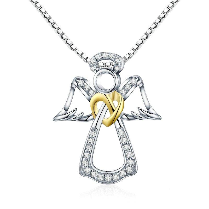 Sterling Silver Guardian Angel Necklace Diamond Necklace for Women - My Store