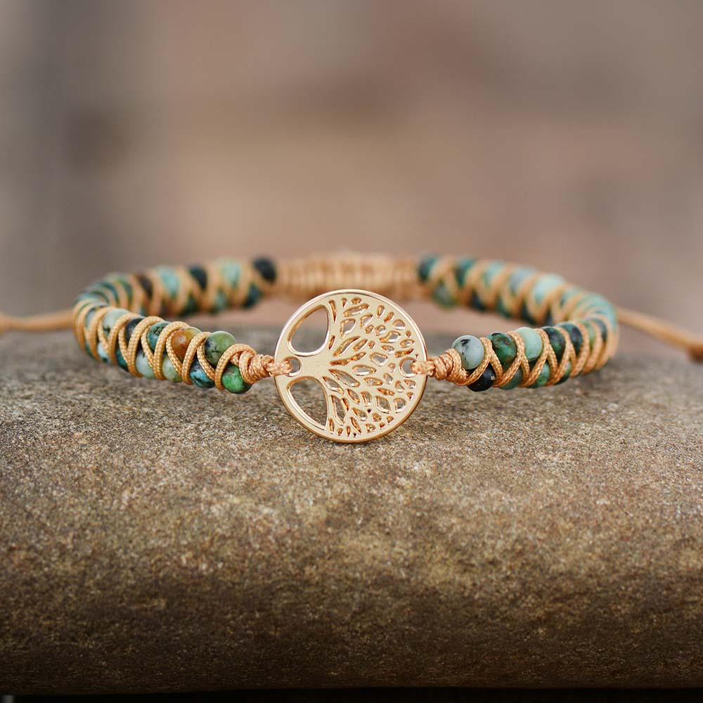 Tree Charm Bracelets African Japser String Braided Bracelets Yoga Handmade Friendship Lover Bracelet Tree of Life Charm Bracelet - My Store