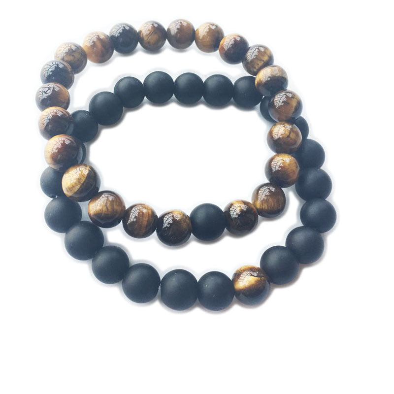 Jewelry Bracelets 8mm Dumb Black Frosted Stone Tiger's Eye Bracelet Men And Women Couple Bracelets - My Store