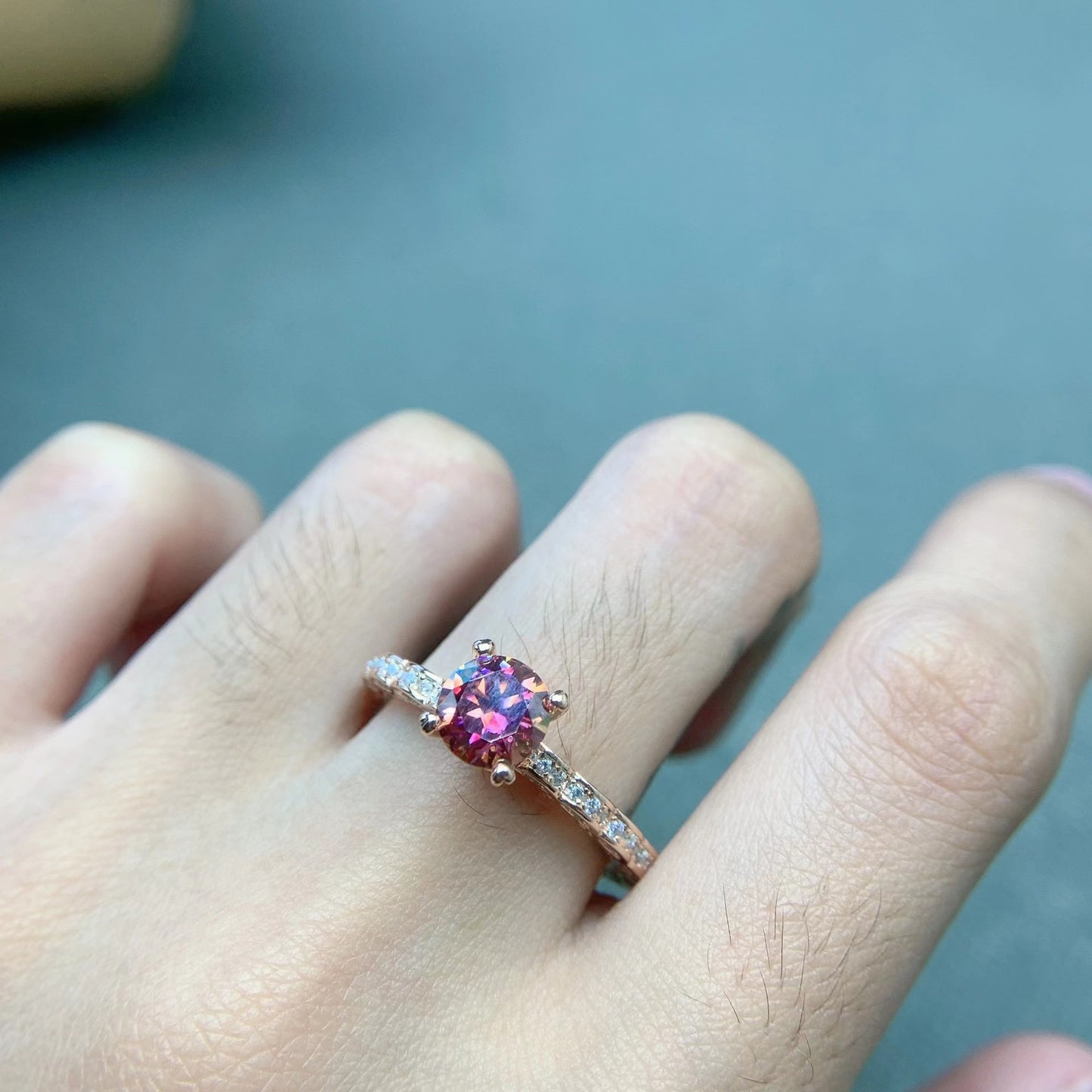 Mosonite Champagne Gold Diamond Ring