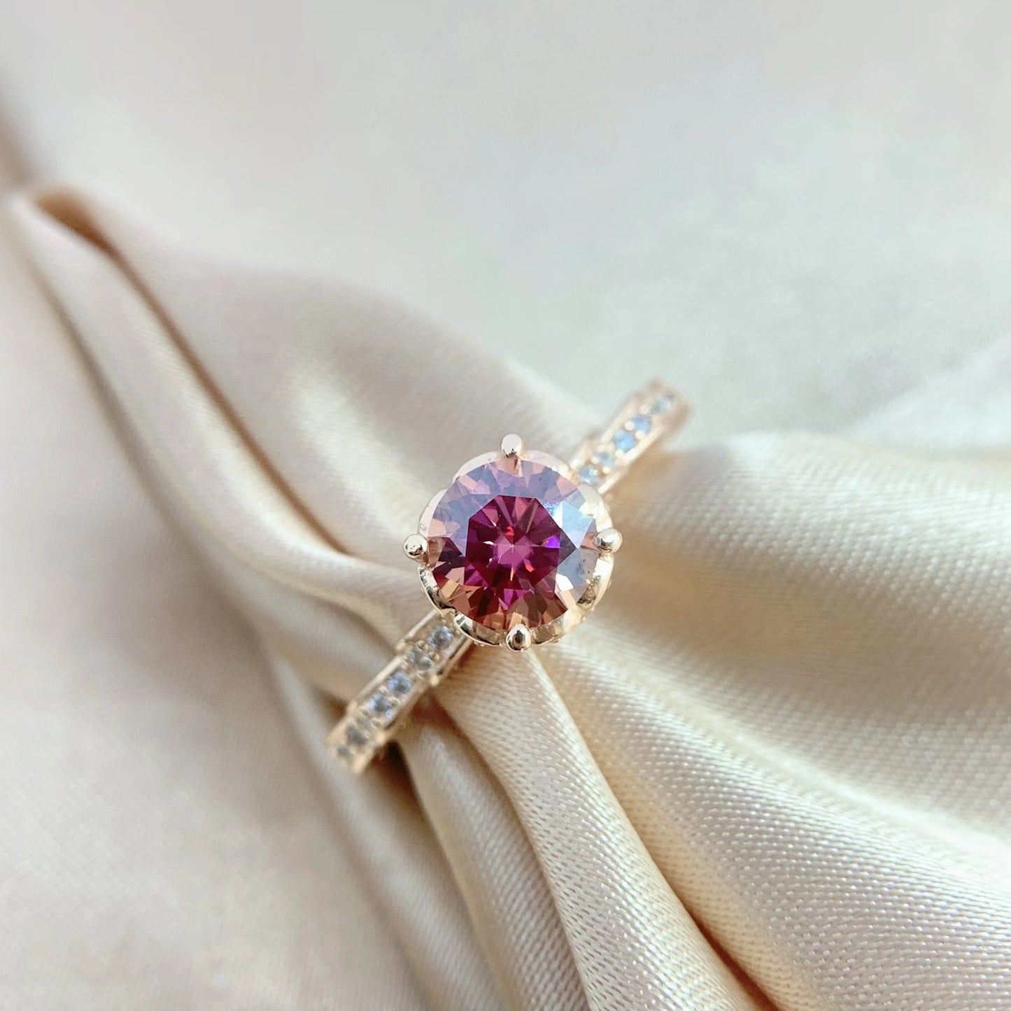 Mosonite Champagne Gold Diamond Ring
