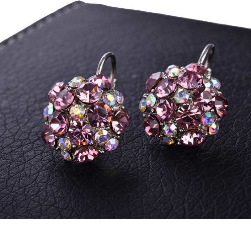 Gold Color Romantic Crystal Flower Hoop Earrings Fashion Wedding Earrings For Women Jewelry - My Store