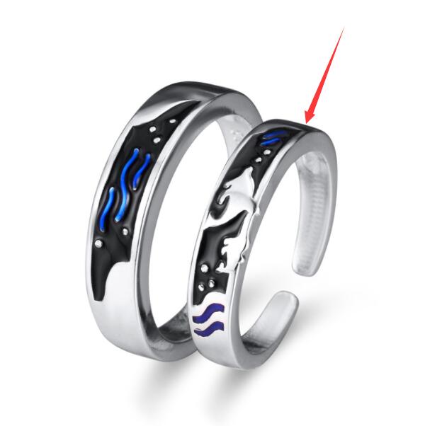 Sea And Whale Epoxy Couple Men And Women Pair Rings Simple Rings - My Store