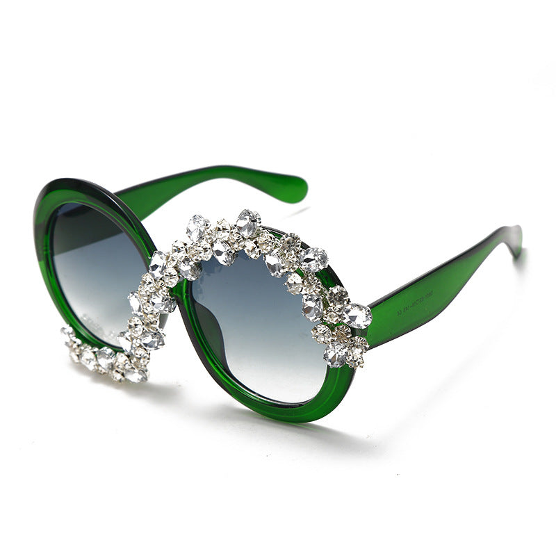 Exaggerated Round Sunglasses With Diamonds - My Store