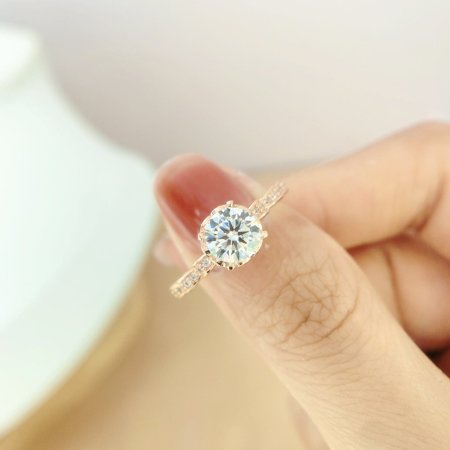 Mosonite Champagne Gold Diamond Ring