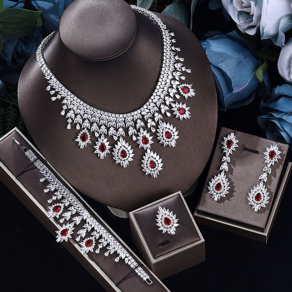 Women's Fashion Vintage Wedding Necklace Earrings Jewelry Set - My Store