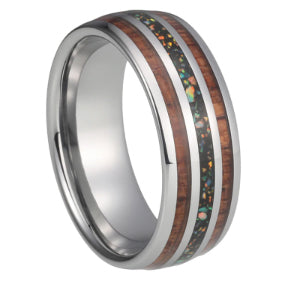 Tungsten 8MM Wedding Bands For Men And Women With Blue Opal - My Store