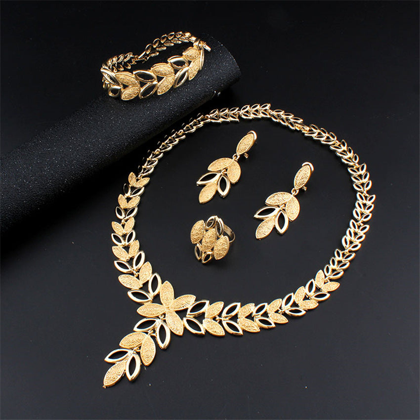 Four-piece Fashion Alloy Jewelry Necklace Earrings - My Store