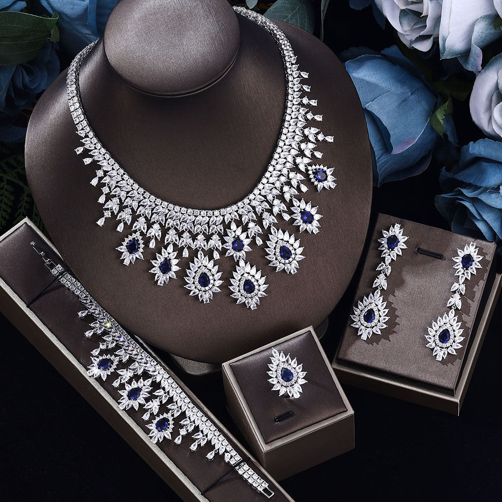 Women's Fashion Vintage Wedding Necklace Earrings Jewelry Set - My Store