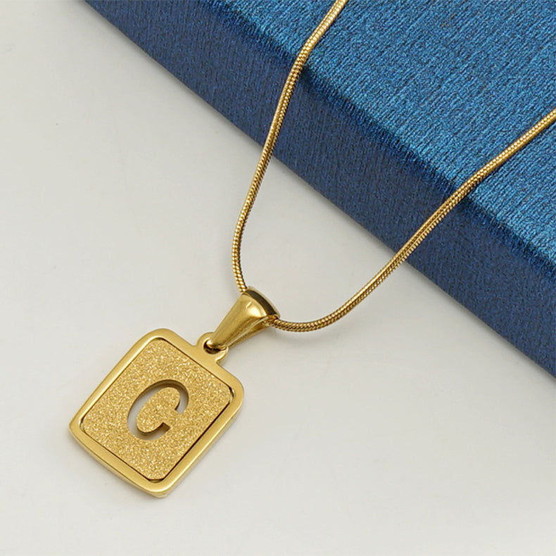 Alphabet Necklace 26 Letters Hollow Out Square 18K Necklace Fashion Jewelry - My Store