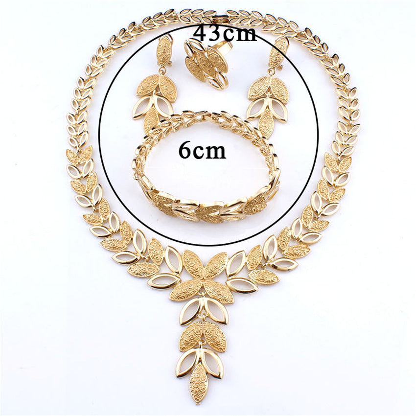 Four-piece Fashion Alloy Jewelry Necklace Earrings - My Store