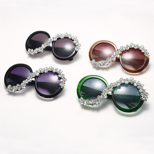 Exaggerated Round Sunglasses With Diamonds - My Store