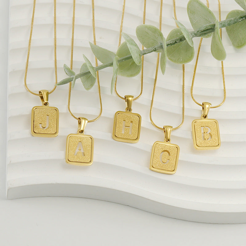 Alphabet Necklace 26 Letters Hollow Out Square 18K Necklace Fashion Jewelry - My Store