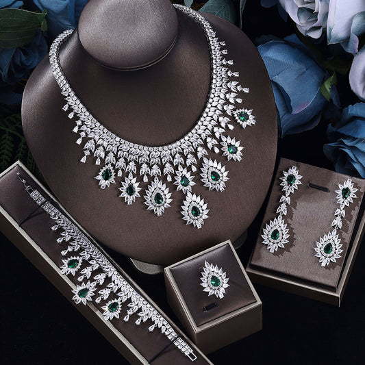 Women's Fashion Vintage Wedding Necklace Earrings Jewelry Set - My Store