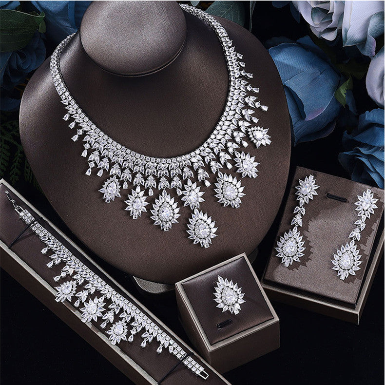 Women's Fashion Vintage Wedding Necklace Earrings Jewelry Set - My Store