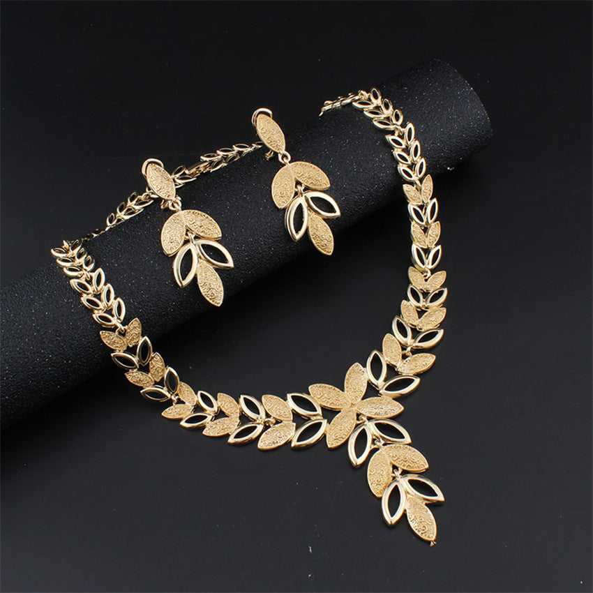 Four-piece Fashion Alloy Jewelry Necklace Earrings - My Store