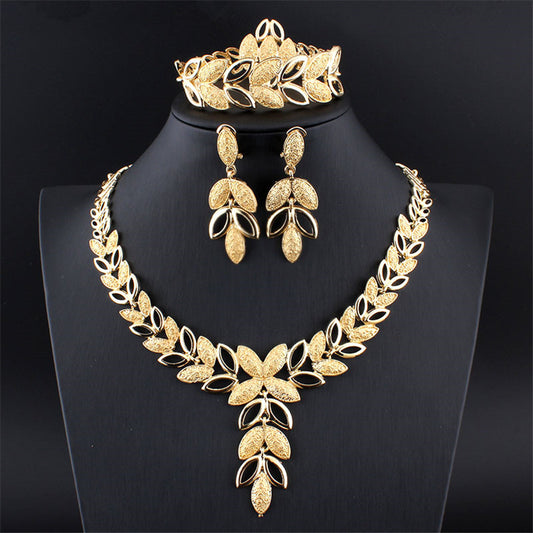 Four-piece Fashion Alloy Jewelry Necklace Earrings - My Store