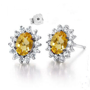 925 silver gold plated natural citrine earrings for women - My Store