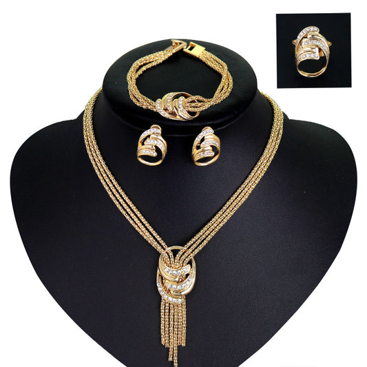 Fashion Necklace Bracelet Earrings Ring Jewelry Set - My Store