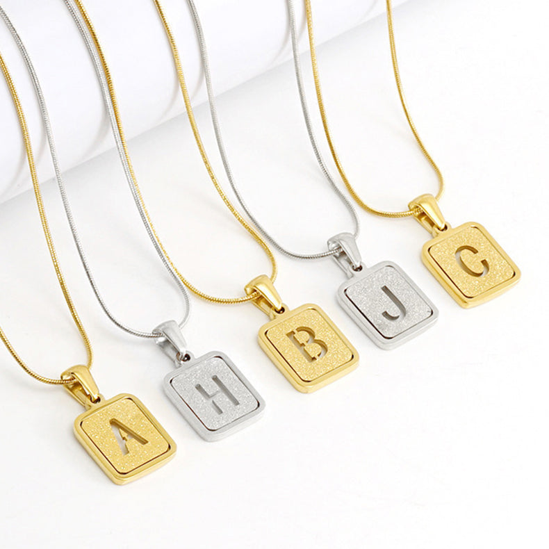 Alphabet Necklace 26 Letters Hollow Out Square 18K Necklace Fashion Jewelry - My Store