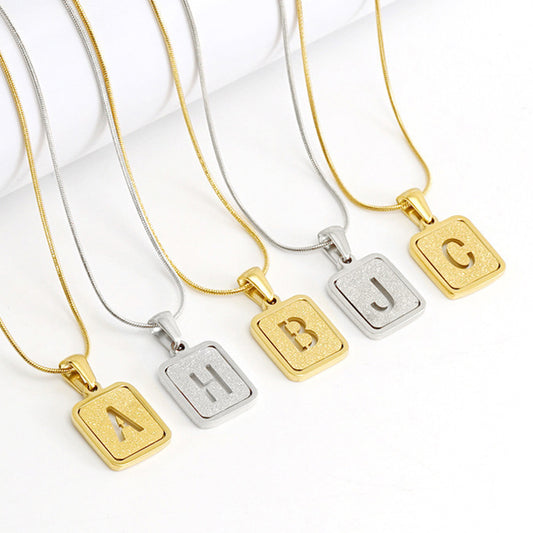 Alphabet Necklace 26 Letters Hollow Out Square 18K Necklace Fashion Jewelry - My Store