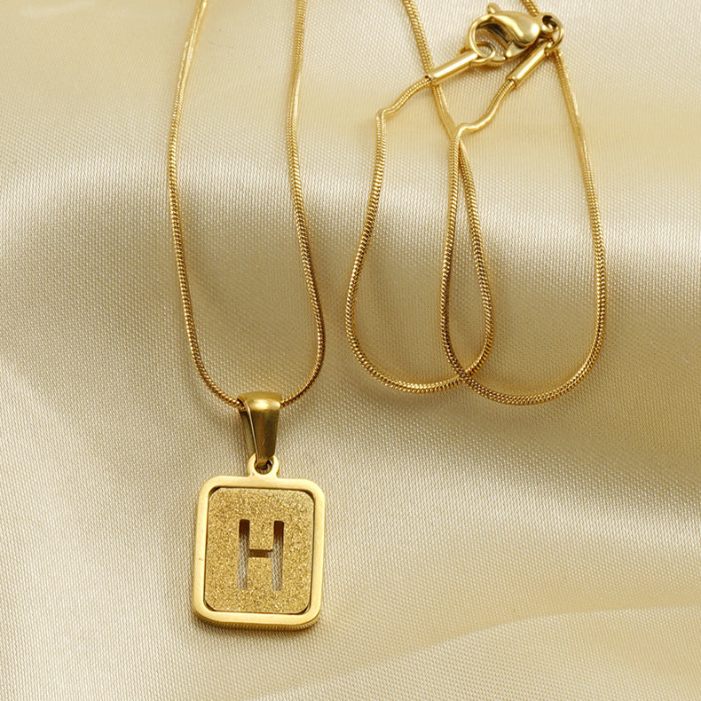 Alphabet Necklace 26 Letters Hollow Out Square 18K Necklace Fashion Jewelry - My Store