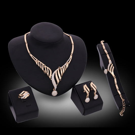 Four-piece Jewelry Set Fashion Alloy Necklace Earrings Bracelet - My Store
