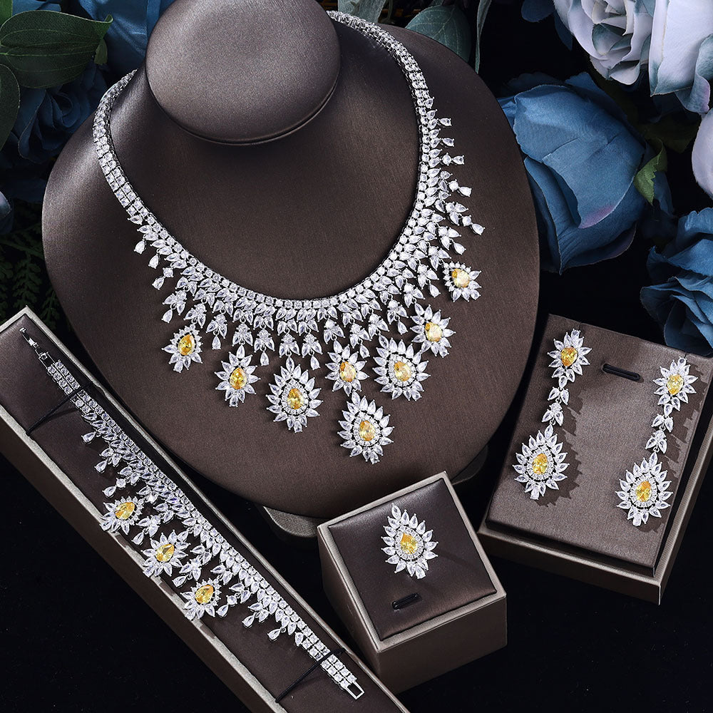 Women's Fashion Vintage Wedding Necklace Earrings Jewelry Set - My Store