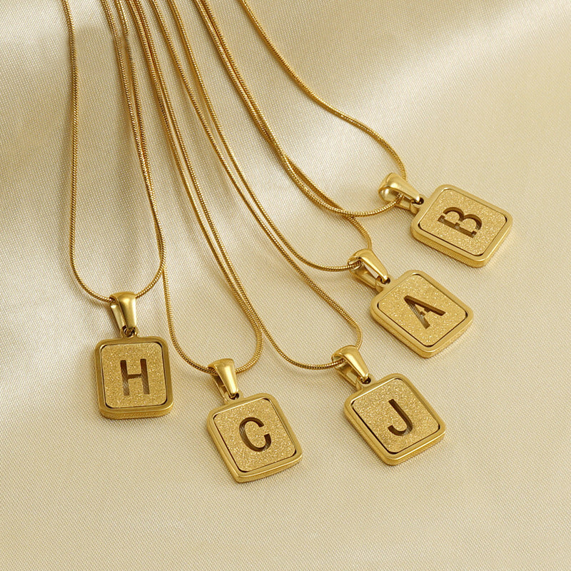 Alphabet Necklace 26 Letters Hollow Out Square 18K Necklace Fashion Jewelry - My Store