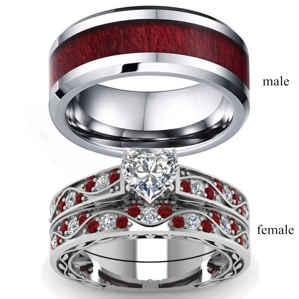 Zircon Women's Rings European And American Fashion Men's And Women's Combination Couple Rings - My Store